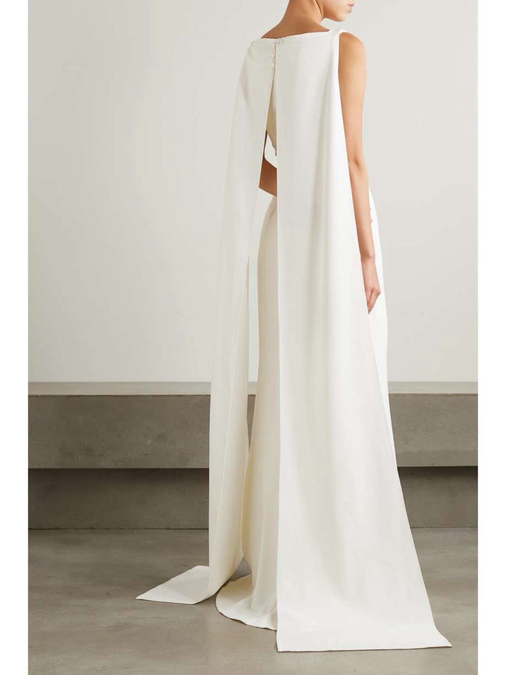Safiyaa Ginevra cape-effect embellished stretch-crepe gown